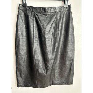 Evan Davies Black Soft Leather A-Line Skirt Size 10